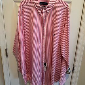Polo Ralph Lauren Men's Pink Stripe Long Sleeve Button Down Shirt 4XLT Brand New